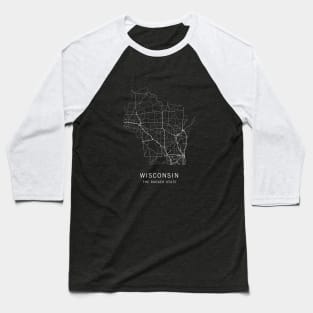 Wisconsin State Road Map Baseball T-Shirt